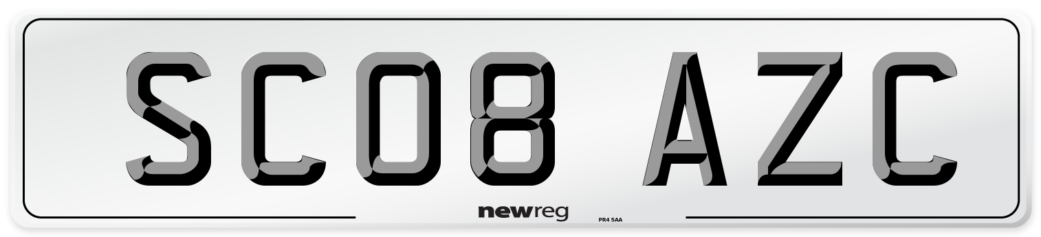 SC08 AZC Number Plate from New Reg